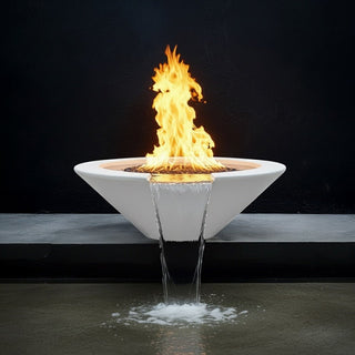 Geo Round Fire & Water Spillway Bowl - Concrete (GFRC) - Modofire