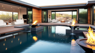 Geo Round Fire & Water Spillway Bowl - Concrete (GFRC) - Modofire