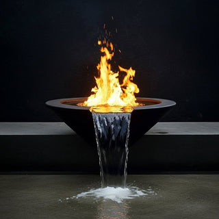 Geo Round Fire & Water Spillway Bowl - Concrete (GFRC) - Modofire