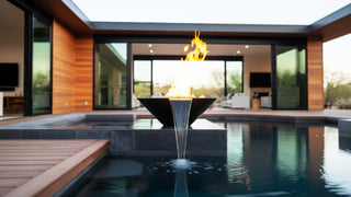 Geo Round Fire & Water Spillway Bowl - Concrete (GFRC) - Modofire