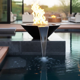 Geo Round Fire & Water Spillway Bowl - Concrete (GFRC) - Modofire