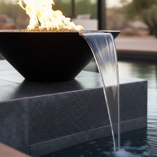 Geo Round Fire & Water Spillway Bowl - Concrete (GFRC) - Modofire