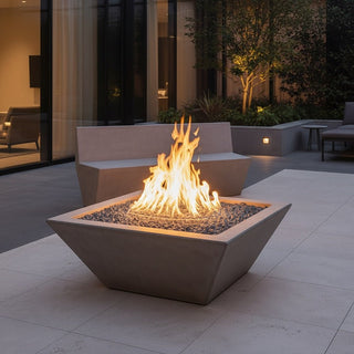 Geo Square Fire Bowl - Concrete (GFRC) - Modofire
