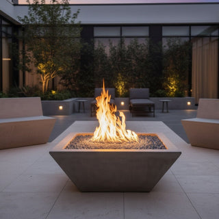 Geo Square Fire Bowl - Concrete (GFRC) - Modofire