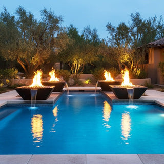 Geo Square Fire & Water Spillway Bowl - Concrete (GFRC) - Modofire