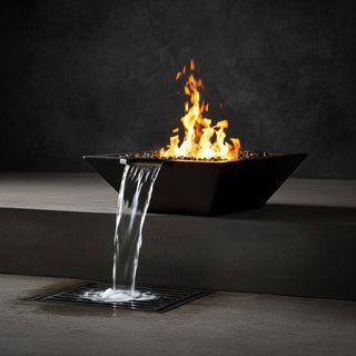 Geo Square Fire & Water Spillway Bowl - Concrete (GFRC) - Modofire