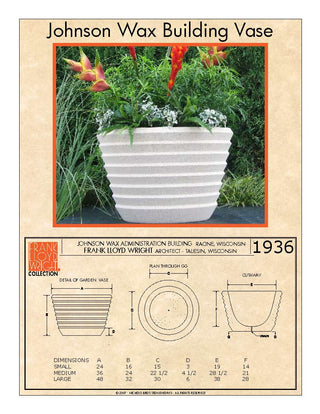 Johnson Wax Building Vase Planter - Round Bowl - Officially Licensed Frank Lloyd Wright - Dry Cast Sandstone - modofire🔥