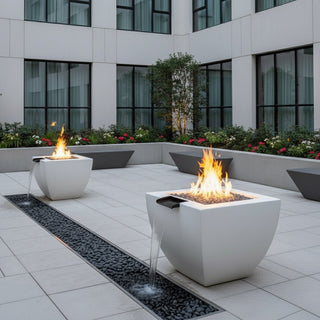 Legacy Square Fire & Water Vase - Concrete (GFRC) - Modofire