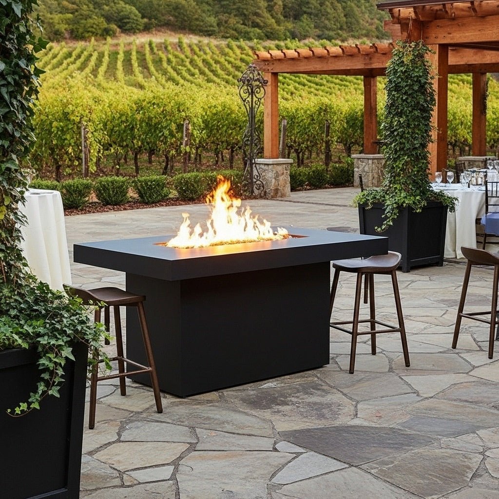 Support Fire Table Lineo Bold Fire Pit Bar Table | Thick Tabletop by Modofire