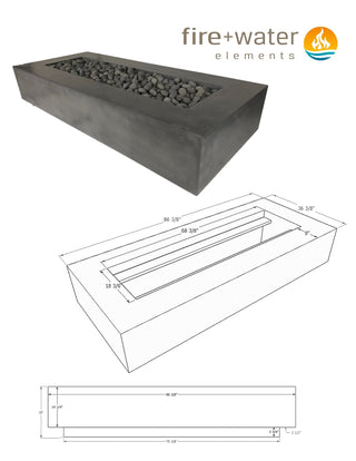 Lineo Cast Fire Table - Cast Stone Honed Finish - Modofire