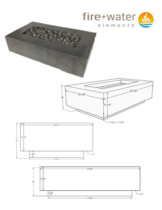 Lineo Cast Fire Table - Cast Stone Honed Finish - Modofire