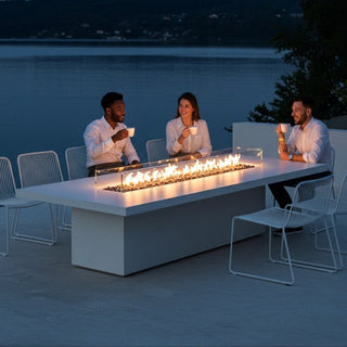 Lineo Top Fire Pit Dining Table - Aluminum - Modofire