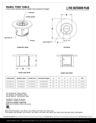 Mabel Round Fire Table - Powder Coated Steel - Modofire