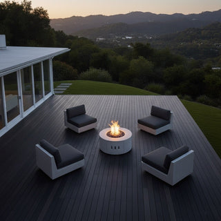 Manhattan Cylinder Round Fire Table (Propane) - Concrete (GFRC) - Modofire