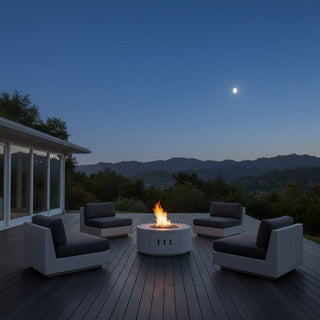 Manhattan Cylinder Round Fire Table (Propane) - Concrete (GFRC) - Modofire