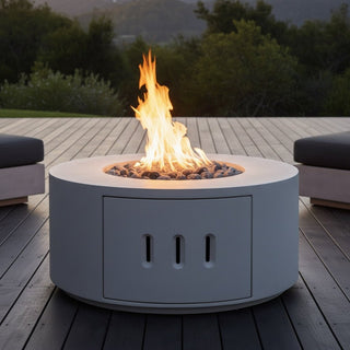 Manhattan Cylinder Round Fire Table (Propane) - Concrete (GFRC) - Modofire