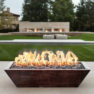 Maya Linear Rectangle Fire Bowl - Hammered Copper - Modofire