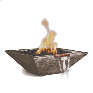 Maya Square Fire and Water Spillway Bowl - Wood Grain Concrete - Modofire