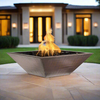 Maya Square Fire Bowl - Hammered Copper - Modofire