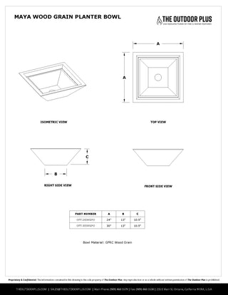 Maya Square Planter / Water Bowl - Wood Grain Concrete - Modofire