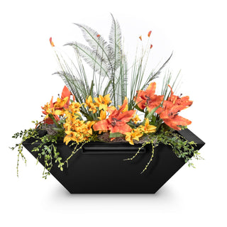 Maya Square Planter & Water Spillway Bowl - Powder Coated Steel - Modofire