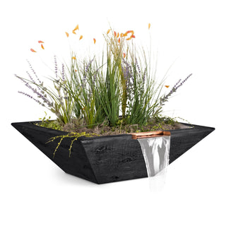 Maya Square Planter & Water Spillway Bowl - Wood Grain Concrete - Modofire