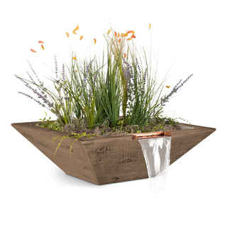 Maya Square Planter & Water Spillway Bowl - Wood Grain Concrete - Modofire