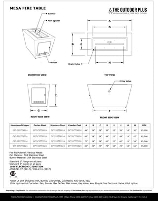 Mesa Rectangle Fire Pit - Corten Steel - Modofire