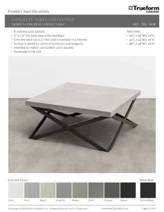 Mobius Coffee Table - Concrete with Steel Base - Modofire