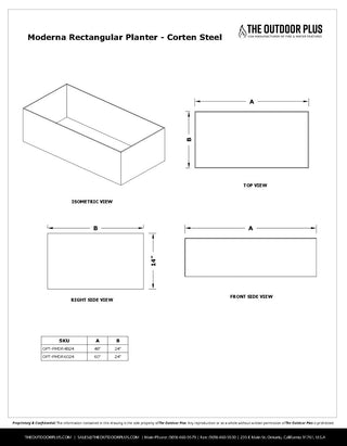 Moderna Rectangle Planter - Corten Steel - Modofire