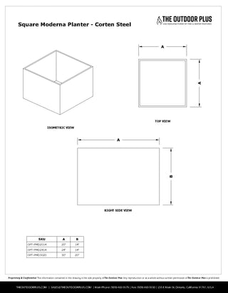 Moderna Square Planter - Corten Steel - Modofire