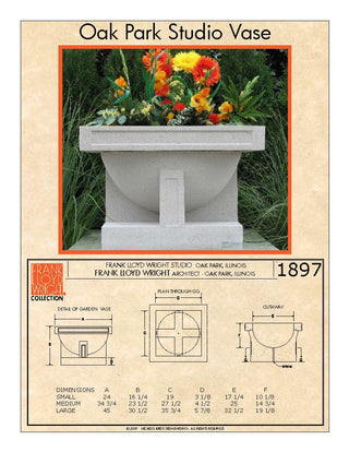 Oak Park Studio Vase Planter / Water - Square Bowl - Officially Licensed Frank Lloyd Wright - Dry Cast Sandstone - modofire🔥