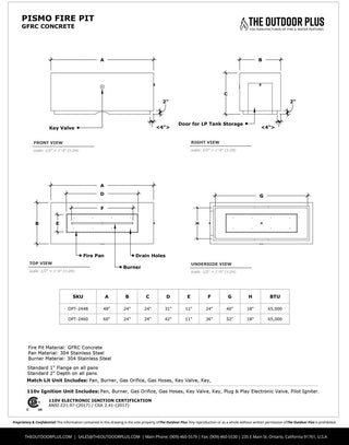 Pismo Rectangle Fire Pit - Concrete (GFRC) - Modofire