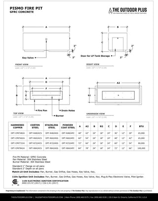 Pismo Rectangle Fire Pit - Corten Steel - Modofire