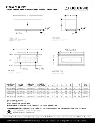 Pismo Rectangle Fire Pit - Powder Coated Steel - Modofire