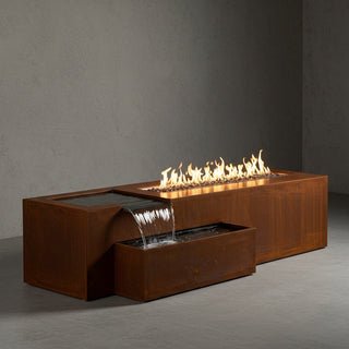 Pond Falls Fire & Water Feature - Custom Corten - Modofire