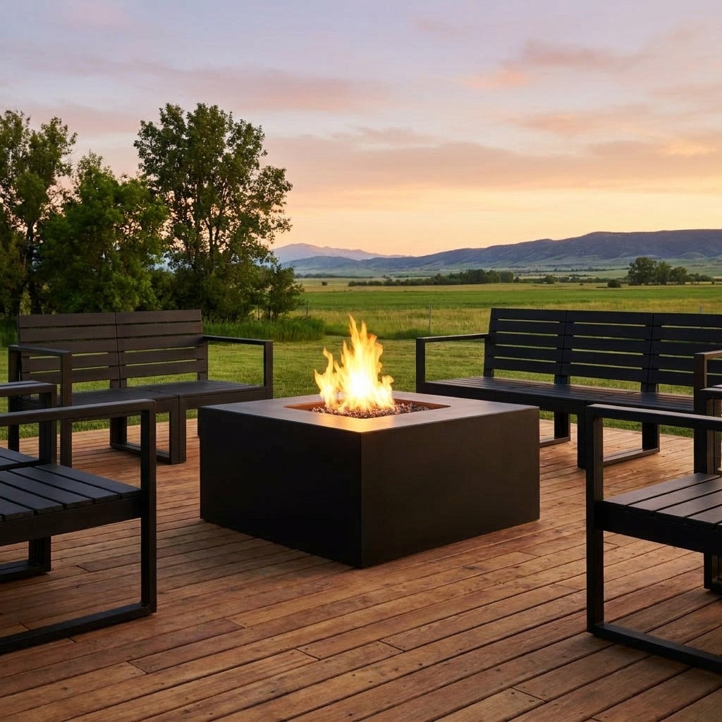 Quad Fire Pit Table | Aluminum Square Design by Modofire