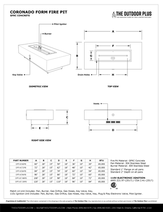 Rectangular Ready - to - Finish Coronado Fire Pit Form - Modofire