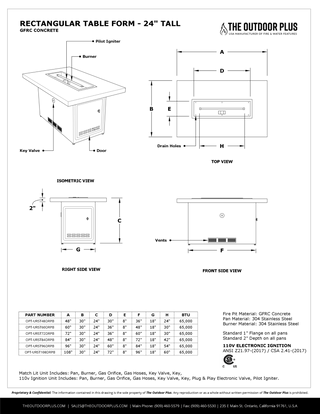 Rectangular Ready - To - Finish Fire Table Form – 16″ & 24″ Tall - Modofire