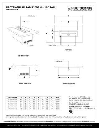 Rectangular Ready - To - Finish Fire Table Form – 16″ & 24″ Tall - Modofire