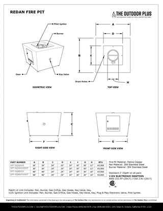 Redan Square Fire Pit - Stainless Steel - Modofire