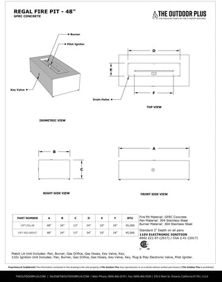 Regal Rectangle Fire Table - Powder Coated Steel - Modofire