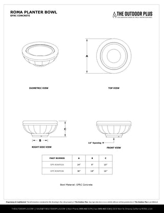 Roma Round Planter / Water Bowl - Concrete (GFRC) - Modofire