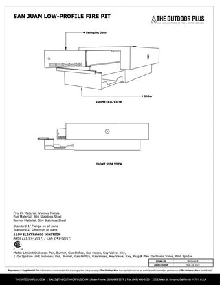 San Juan Rectangle Fire Table - Powder Coated Steel - Modofire