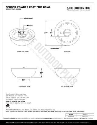 Sedona Round Fire Bowl - Powder Coated Steel - Modofire