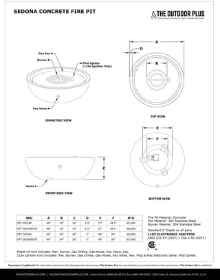 Sedona Round Fire & Water Spillway Bowl - Powder Coated Steel - Modofire