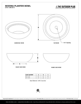 Sedona Round Planter / Water Bowl - Concrete (GFRC) - Modofire