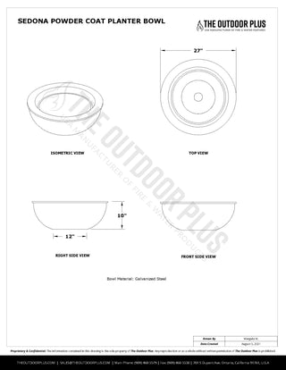 Sedona Round Planter / Water Bowl - Powder Coated - Modofire