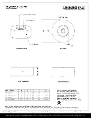 Sequoia Round Fire Pit - Wood Grain Concrete - Modofire