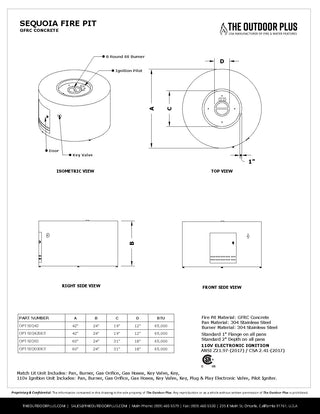 Sequoia Round Fire Pit - Wood Grain Concrete - Modofire